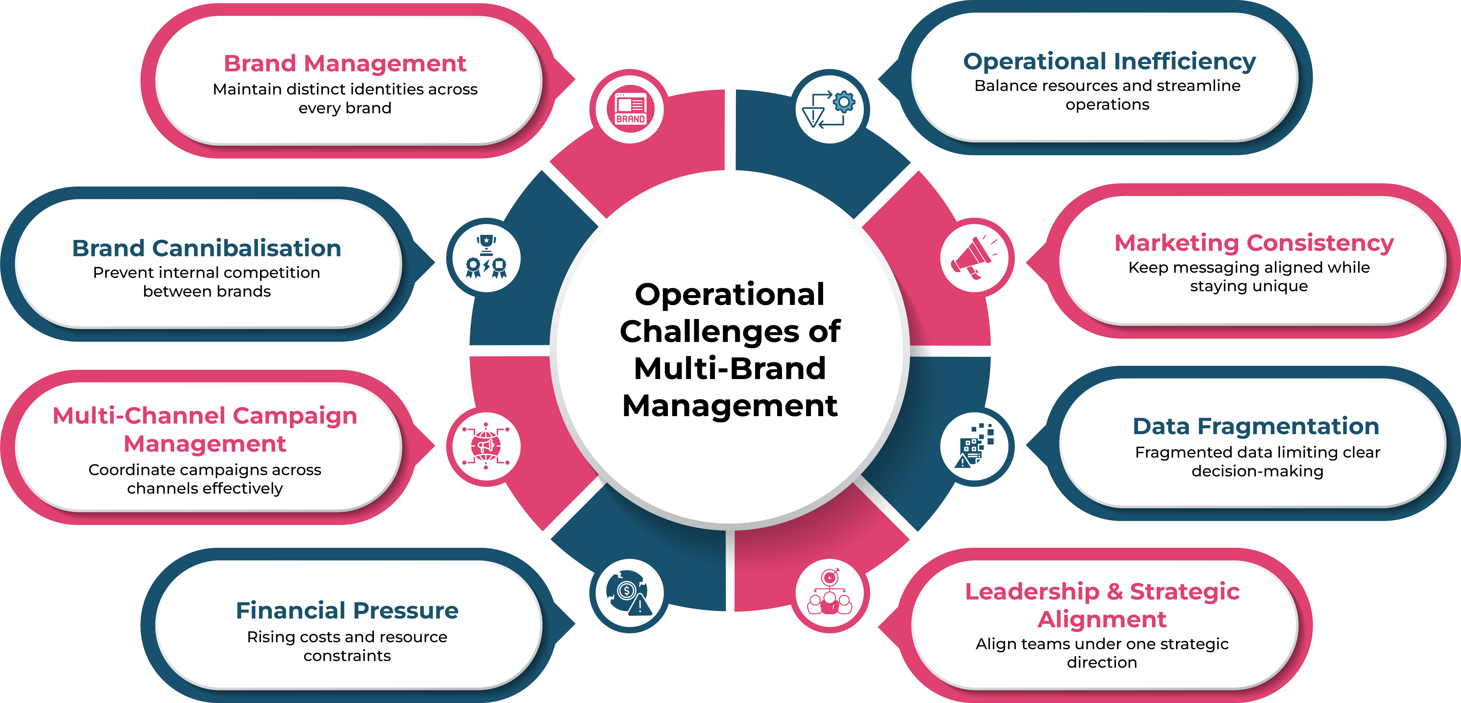 Multi-brand operational complexity infographic